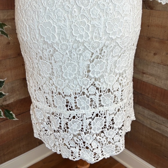 DVF Lace White Partially Lined Button Front Silk Blend Midi Dress - Picture 6 of 12